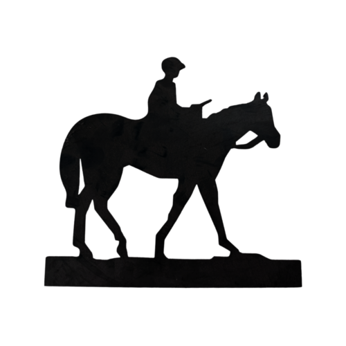 Mild Steel RACE HORSE & JOCKEY Silhouette - 300 x 290mm x 5mm Thick